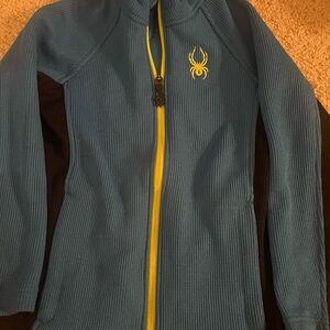 Spyder Black and Blue Fleece with Yellow Accent Boys Size S (7/8)